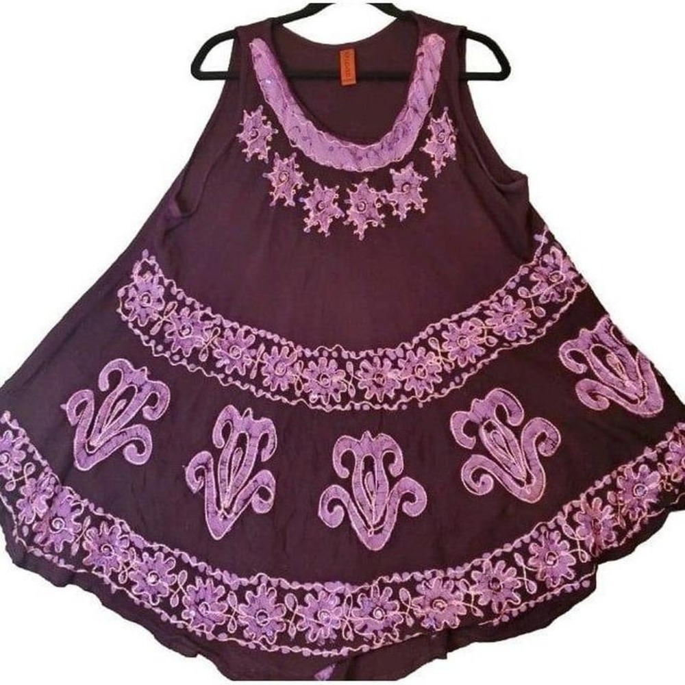 Sunflower‎ Women's Purple Babydoll Hippy Tunic Swimsuit Cover Up FREE SIZE OSFM